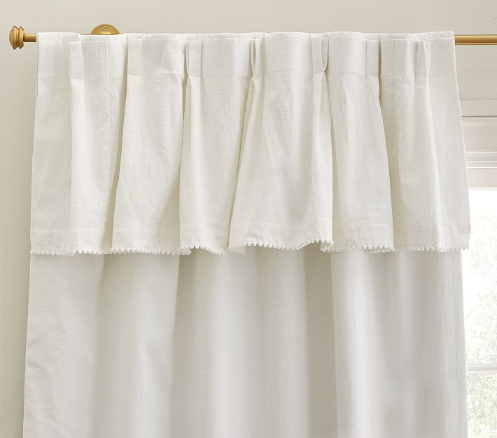 Pinch Pleat Valence Pom-Pom Blackout Curtain | Pottery Barn Kids