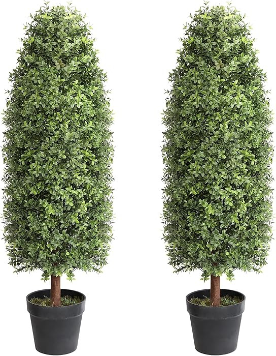 3.6ft Artificial Topiary Trees Set of 2, Faux Boxwood Plants Outdoor, Hold Nature Fake Tree Indoo... | Amazon (US)