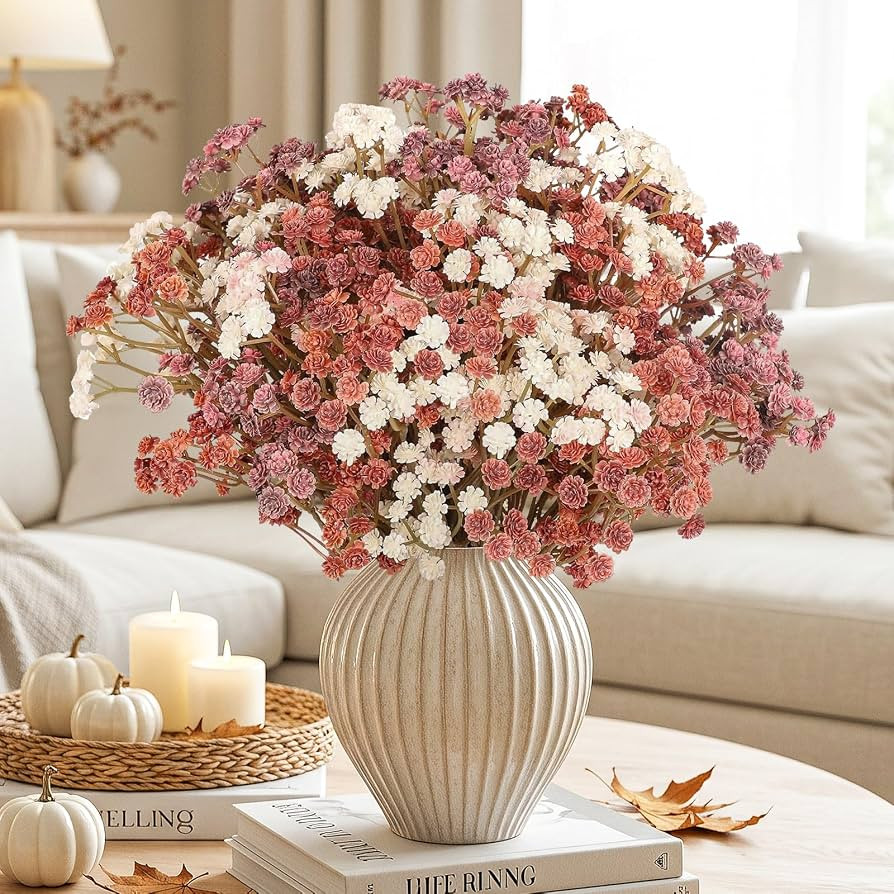 Baby Breath Flowers Fall Flowers Artificial Bulk, 10Pcs Fall Decor Fake Gypsophila Plants Bouquet... | Amazon (US)