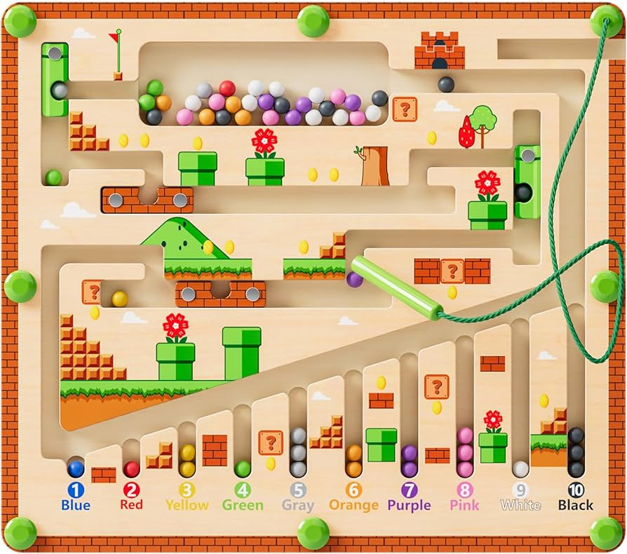 Amazon.com: Magnetic Color and Number Maze, Montessori Toys for 3+ Year Old, Wooden Puzzle Activi... | Amazon (US)