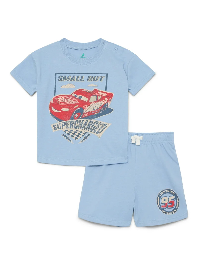 Pixar Cars Baby Boys' Short Sleeve Graphic Tee and Shorts Set, 2-Piece, Sizes 0/3M-24M | Walmart (US)