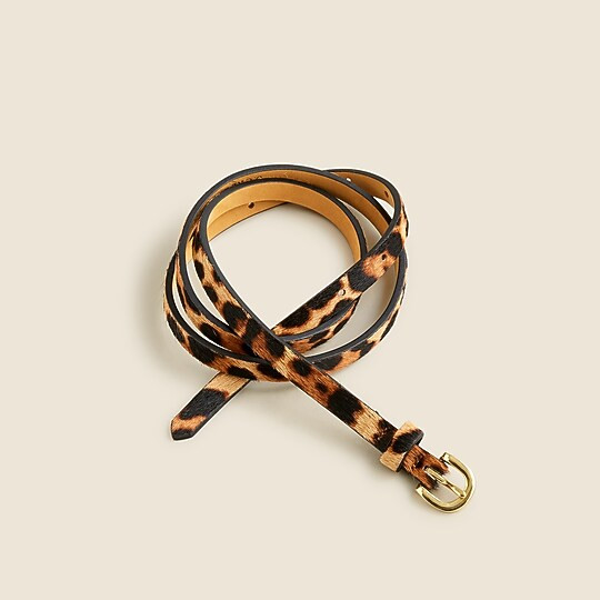 Skinny calf hair belt in leopard | J. Crew US
