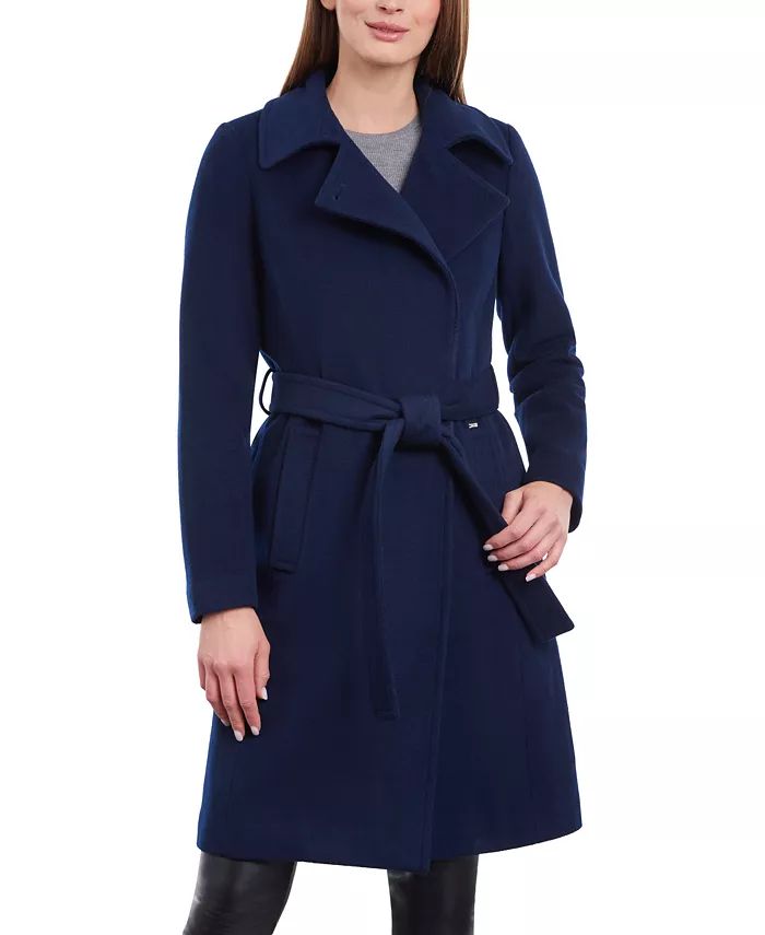 Women's Wool Blend Belted Wrap Coat, Regular & Petite | Macy's