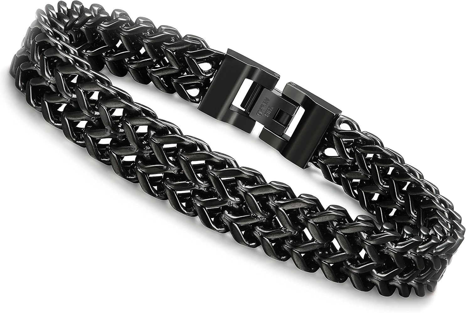 FIBO STEEL Stainless Steel 12MM Two-Strand Wheat Chain Bracelet for Men Punk Biker Bracelet,8.0-9.1  | Amazon (US)