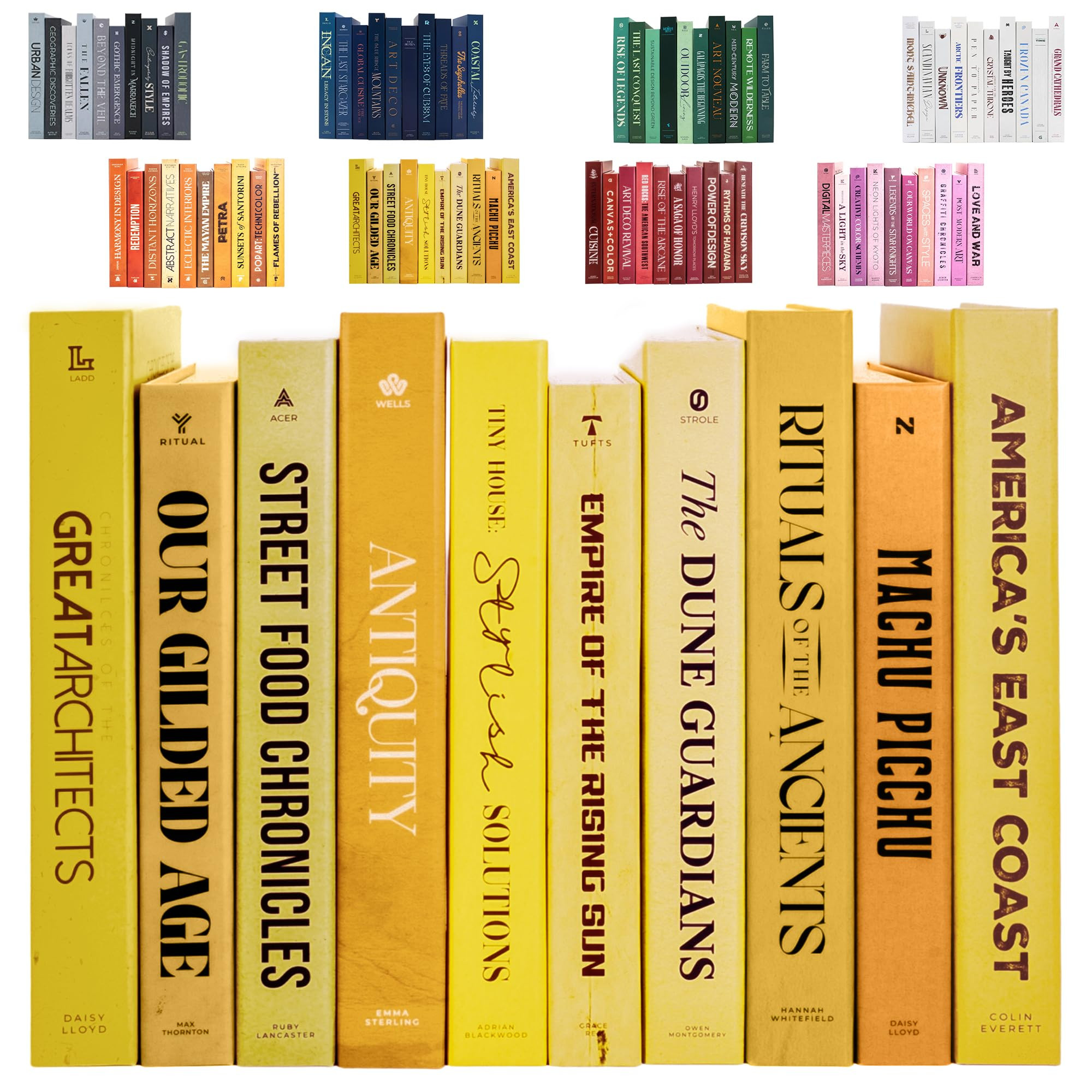 Decorative Books | Yellow 10 Book Set with 3 Sizes | Preassembled with Hidden Storage | Perfectly... | Amazon (US)