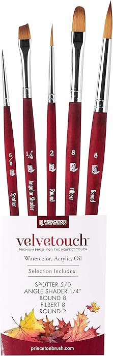 Princeton Velvetouch Series 3950 - 5pc Professional Paint Brushes for Acrylic Painting - Oil, Wat... | Amazon (US)