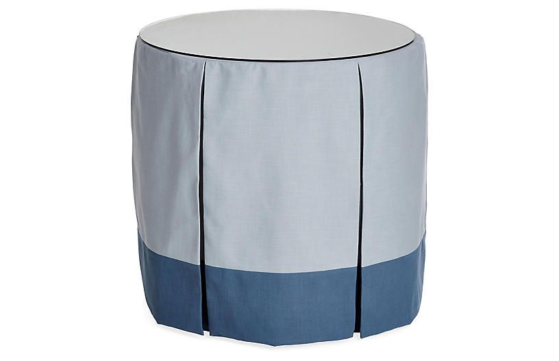 Eden Round Skirted Table, Blue/Indigo | One Kings Lane