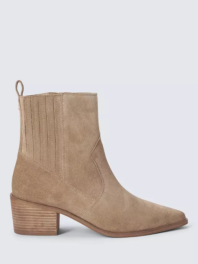 AND/OR Pixie Suede Heeled Chelsea Western Boots, Sand | John Lewis (UK)