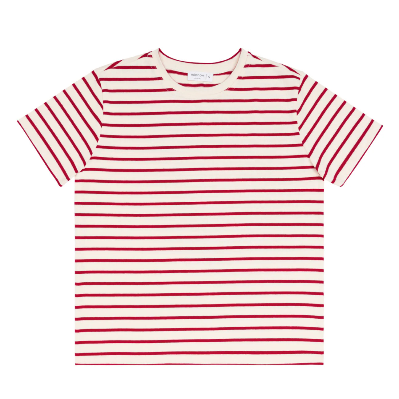 women's cream and red stripe short sleeve tee | Minnow