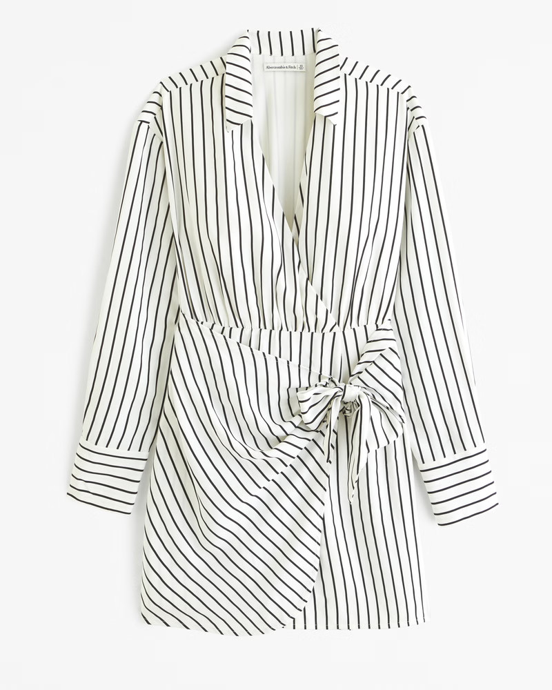 Long-Sleeve Drapey Shirt Dress | Abercrombie & Fitch (US)