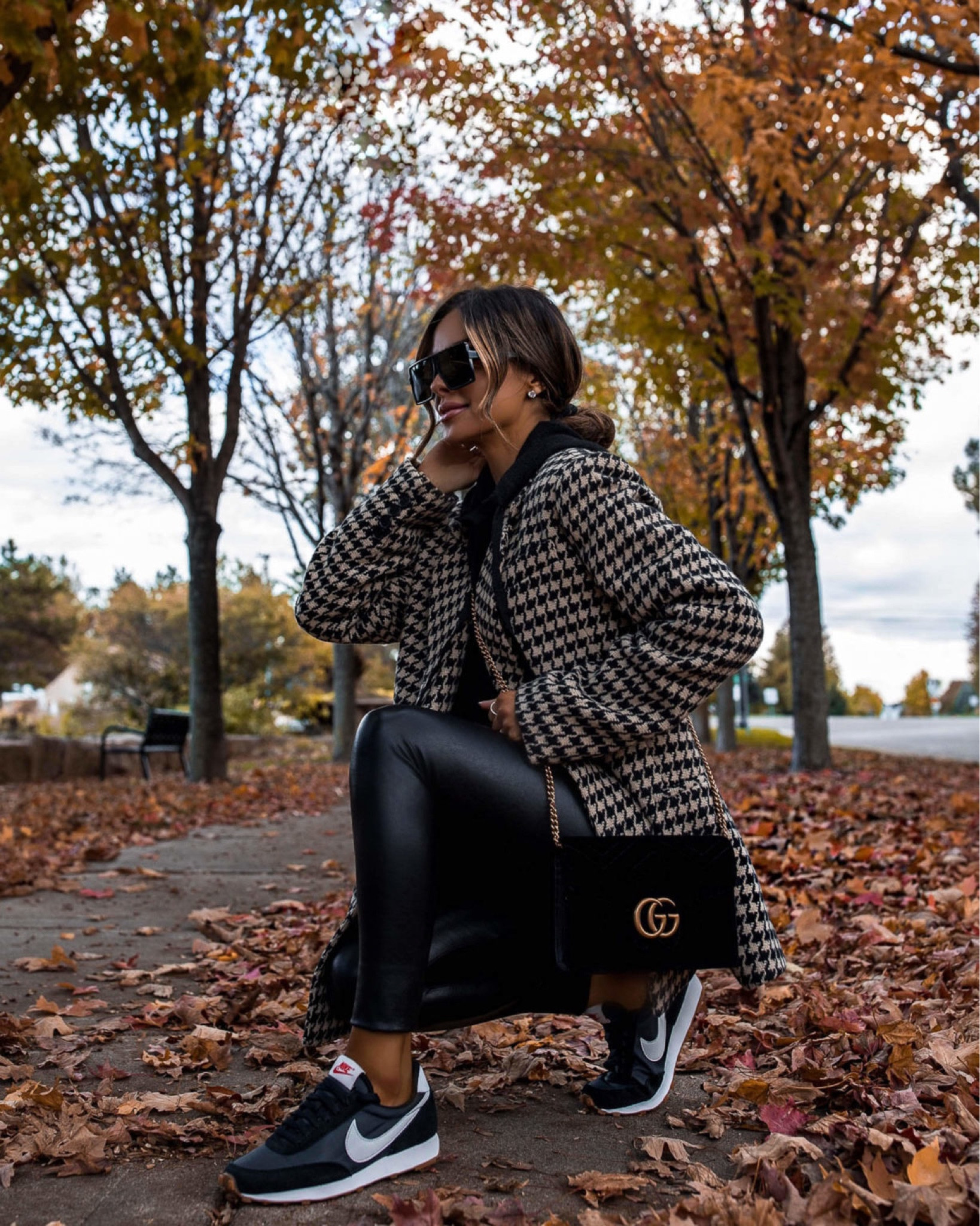 Casual fall outfit
Anine bing houndstooth blazer on sale
Commando faux leather leggings
Nike daybreak sneakers
Gucci bag 


#LTKfindsunder100 #LTKstyletip #LTKsalealert