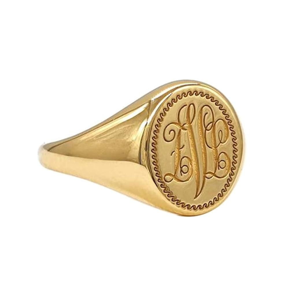 925 Sterling Silver Personalized Monogram Signet Ring Custom with 3 Letters Full Back Rings | Amazon (US)