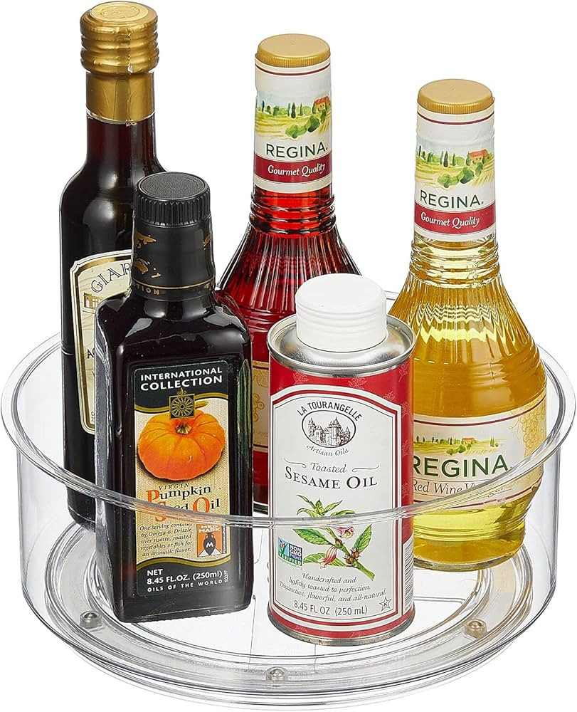 mDesign 9" Plastic Lazy Susan Spinner for Kitchen Cabinet, Cupboard, Fridge, or Drawer Organizing... | Amazon (US)