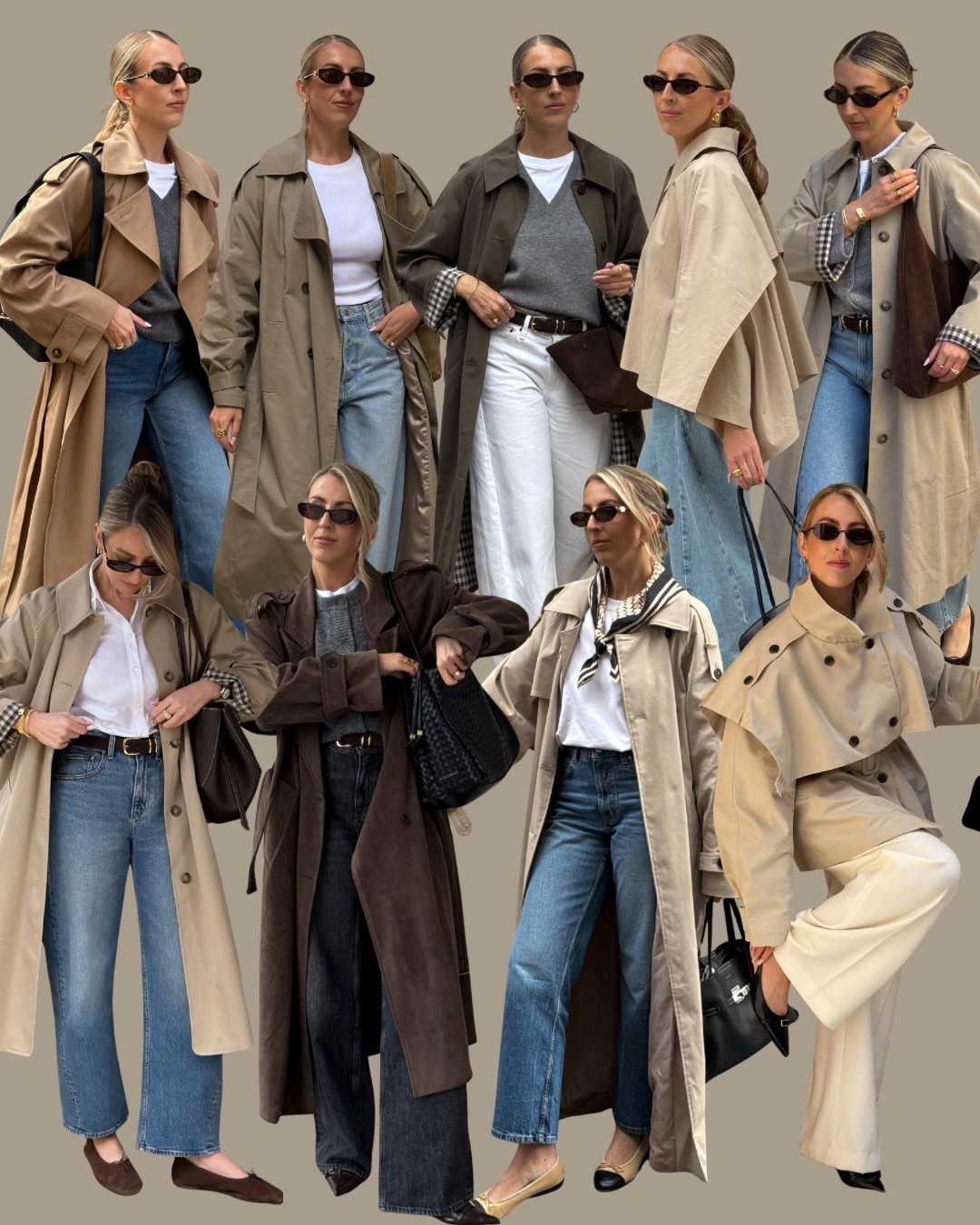 Trench coat outfit ideas 🧥🤎🍁 

Suede trench, short trench coat, Sezane Clyde trench, maxi trench, khaki trench coat
