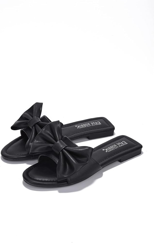 Dane Flat Sandals Slides for Women, Womens Mules Slip On Shoes with Bow | Amazon (US)
