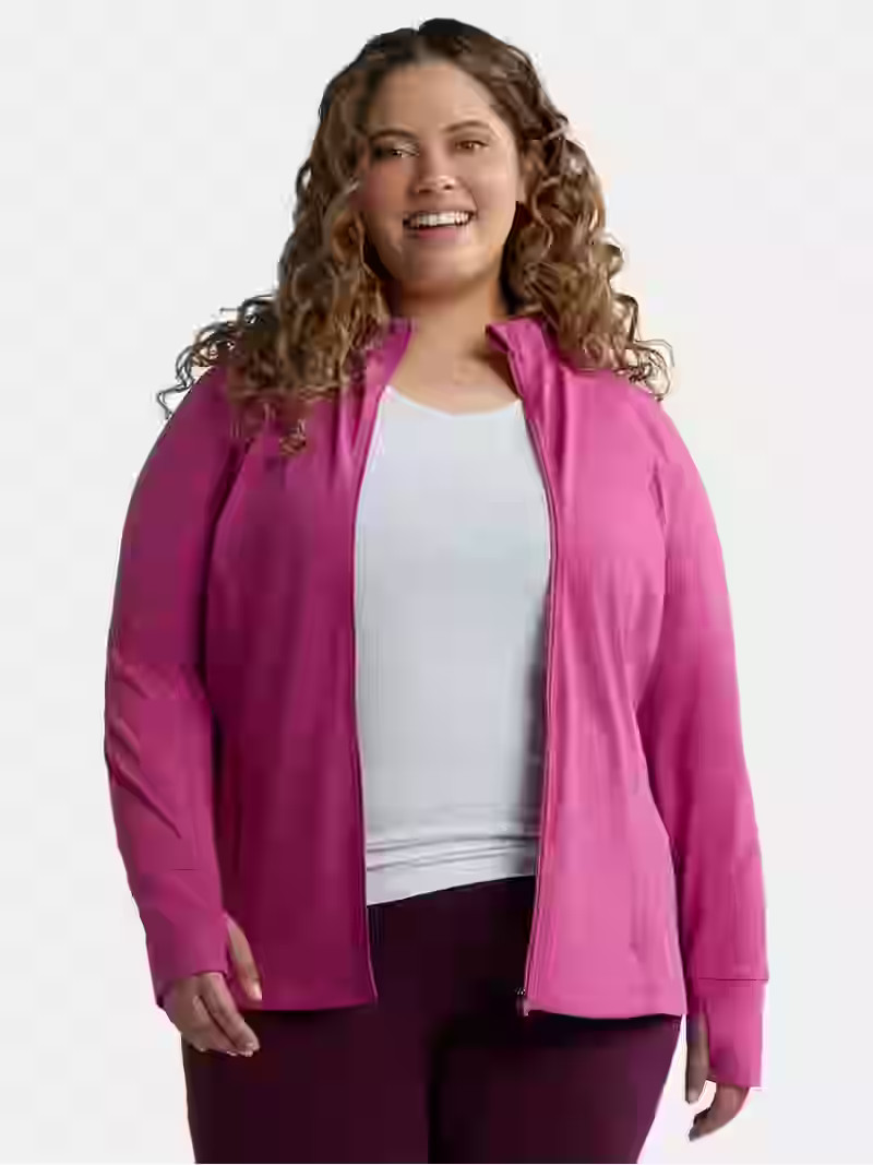 Avia Women's and Women's Plus SoftSculpt Zip-Up Active Jacket, Sizes XS-4X | Walmart (US)