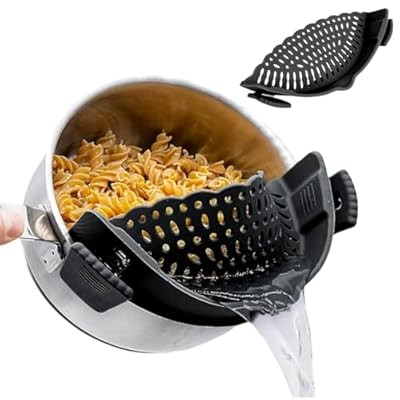 Clip On Strainer Silicone for All Pots and Pans, Pasta Strainer Clip on Food Strain… | Amazon (US)
