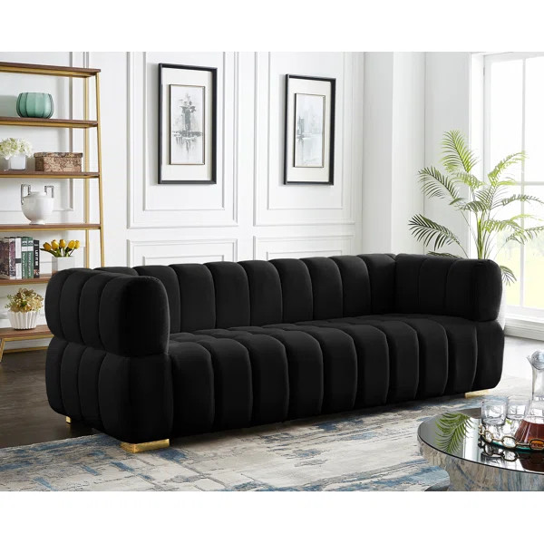 Carlan 91" Velvet Tuxedo Arm Sofa | Wayfair North America