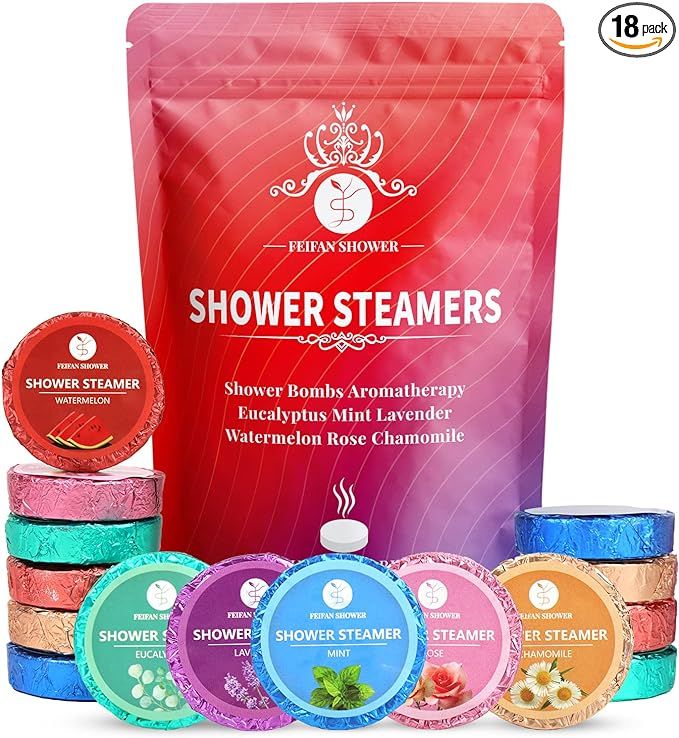 Shower Steamers Aromatherapy for Women or Men, 18-Pack Shower Bombs Birthday Gift Set, Organic wi... | Amazon (US)