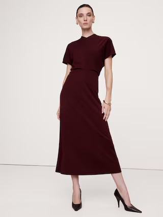 Wool-Blend Scuba Midi Dress | Banana Republic (US)
