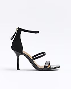 Black wide fit closed back heeeled sandals | River Island (UK & IE)