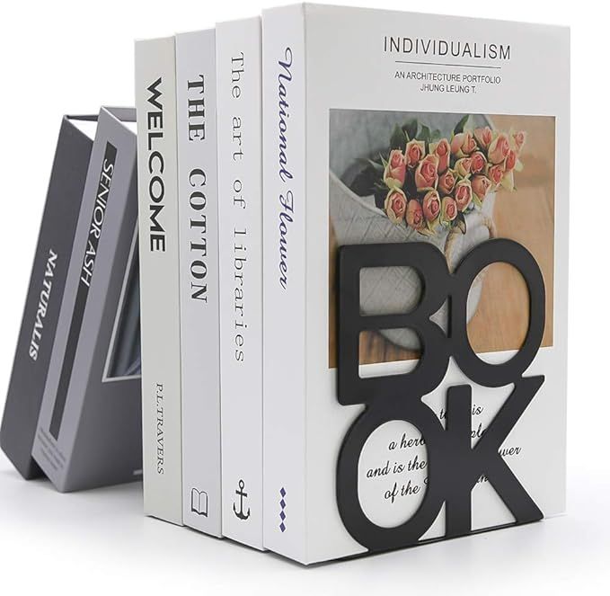 Book Ends - Decorative Metal Book Ends Supports for Bookrack Desk,Books, Unique Appearance Design... | Amazon (US)