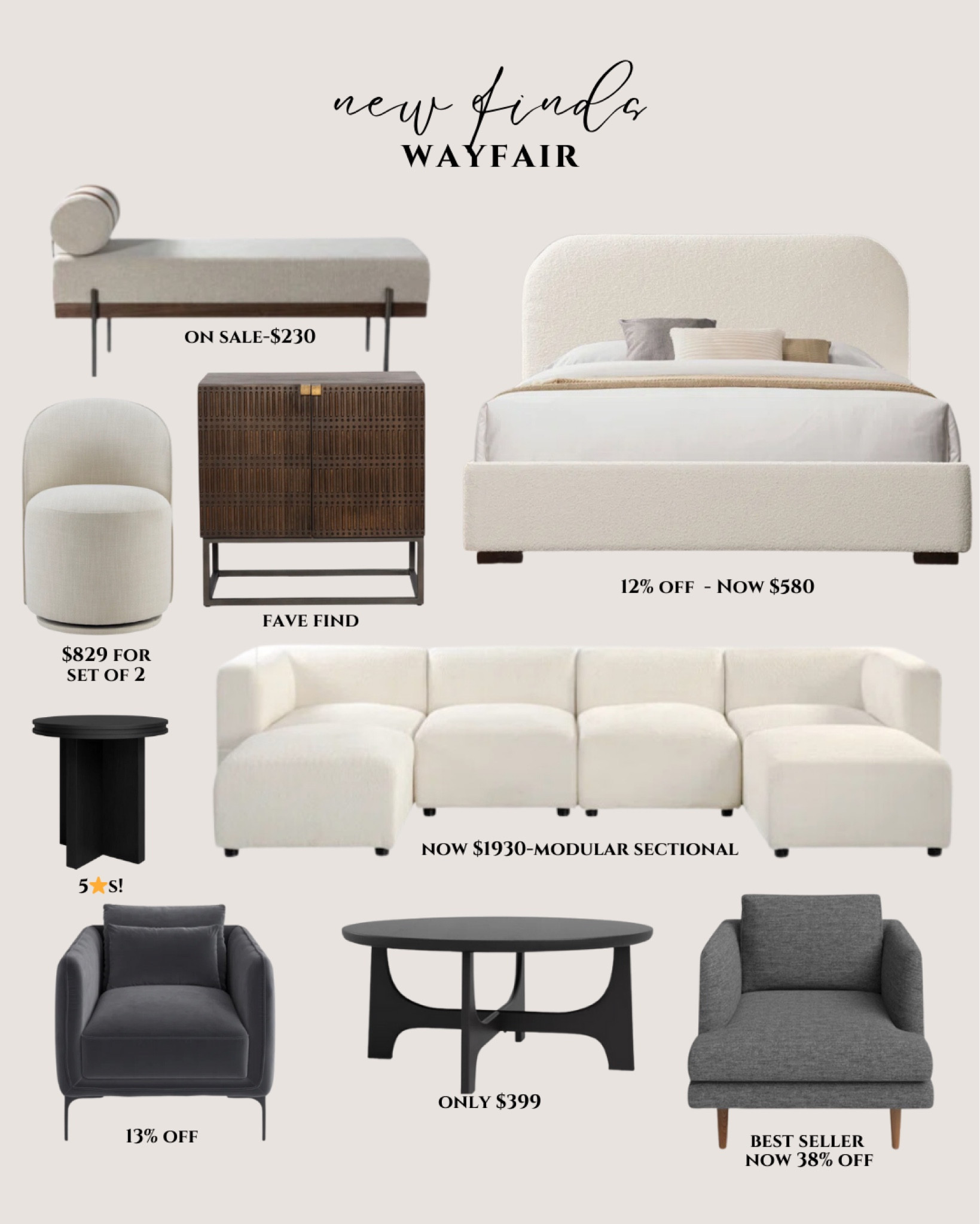 Wayfair. New arrivals. @Wayfair fave finds: #wayfair #wayfairpartner

Bench. Bed. Accent chair. Dining chair. Cabinet. Coffee table. Sectional. Couch. Side table. Affordable home. Home decor. Modern. Transitional  

#LTKHome #LTKSeasonal #LTKStyleTip
