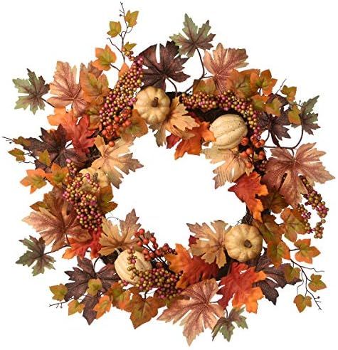 National Tree Company Artificial Autumn Wreath, Decorated with Pumpkins, Gourds, Berry Clusters, ... | Amazon (US)