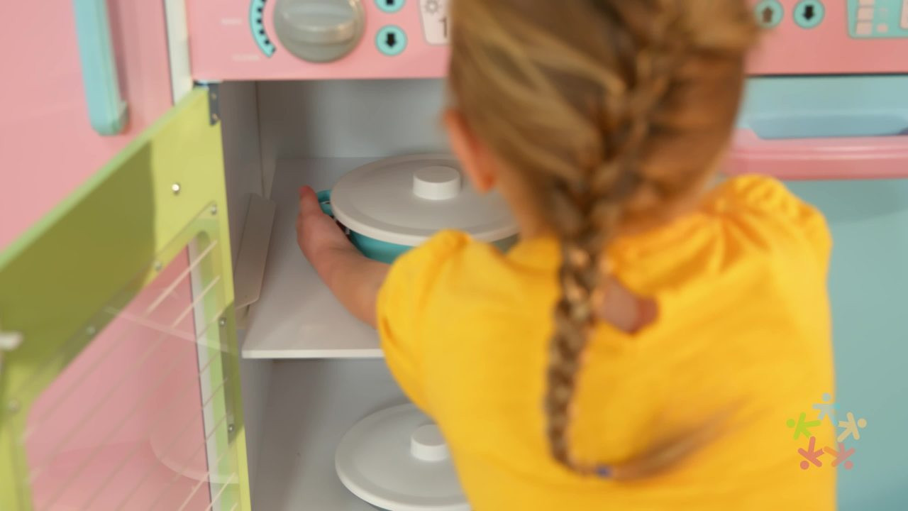 KidKraft Wooden Large Pastel Play Kitchen with Play Phone | Walmart (US)