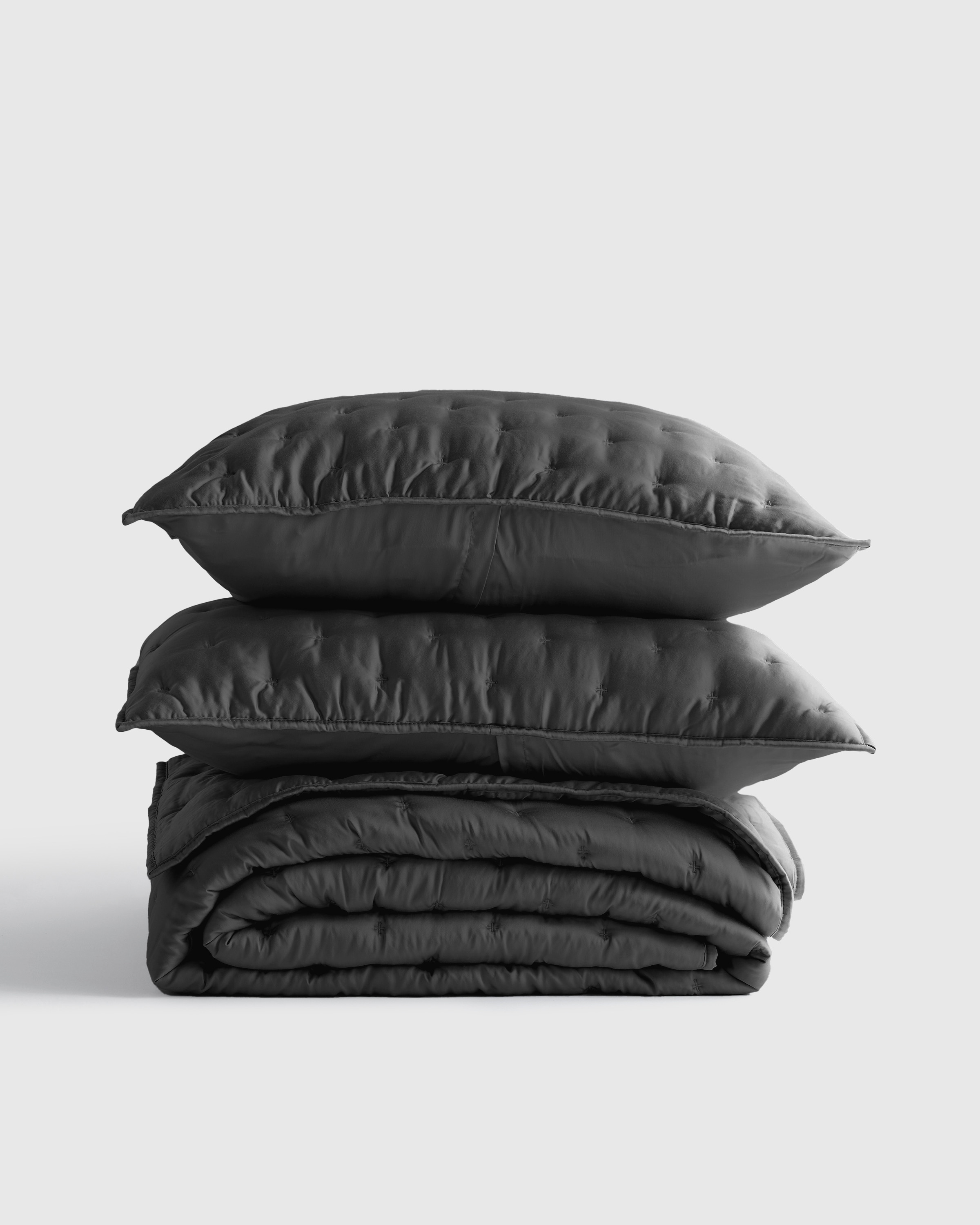 Quince | Bamboo Dream Quilt Set in Charcoal, Size Twin, Bamboo Viscose | Quince