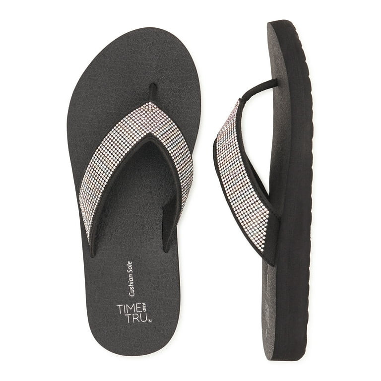 Time and Tru Women's Embellished Wedge Flip Flops | Walmart (US)