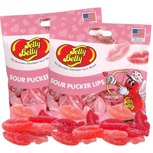 Sour Pucker Lips Valentines Day Gummies, Strawberry, Watermelon, and Cherry Flavored Pink and Red Chewy Lip Candy, 2.8 Ounces, Pack of 2 (Pucker Lips) | Amazon (US)