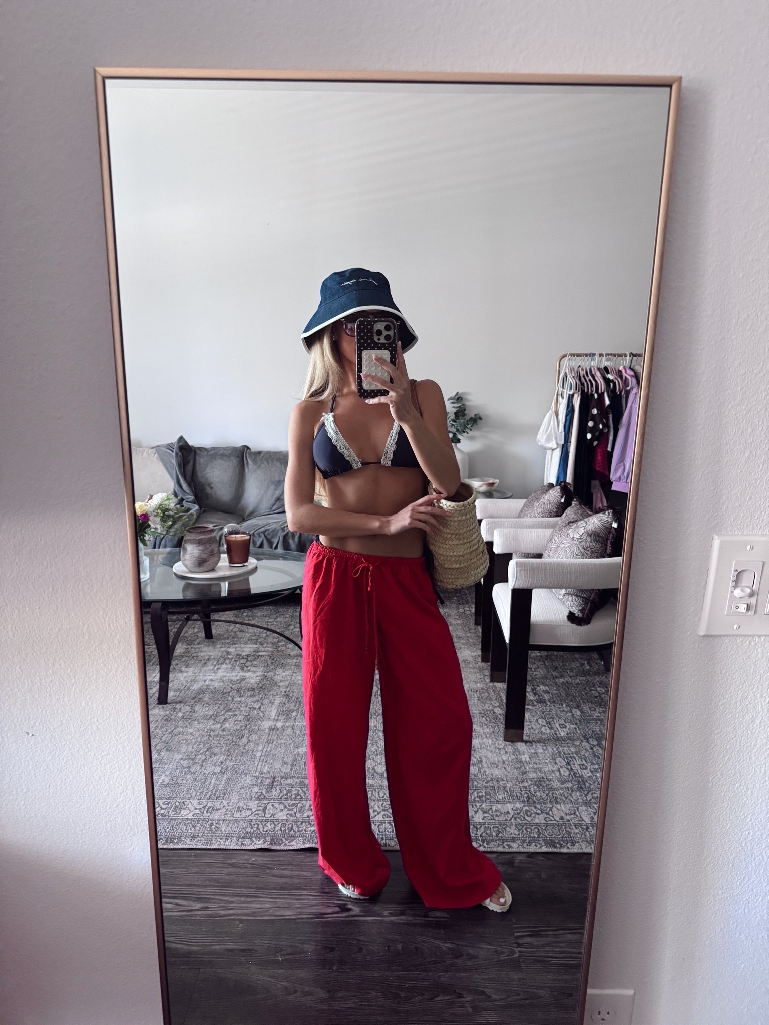 Memorial Day weekend pool day ootd 🇺🇸

Wearing smallest size in bikini set (comes in 3 piece set with cutest micro swim shorts)
Wearing XXS in linen pants

Summer style. Patriotic outfit. Pool day. Bikini set. Summer style. Style inspo. Outfit inspo. Bucket hat. Red, white, and blue.

#LTKootd