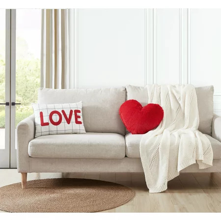 Mainstays 2 Pack Love & Faux Rabbit Fur Heart Pillows Shaped 14 x20 16 x18 Multi 2 Pack | Walmart (US)
