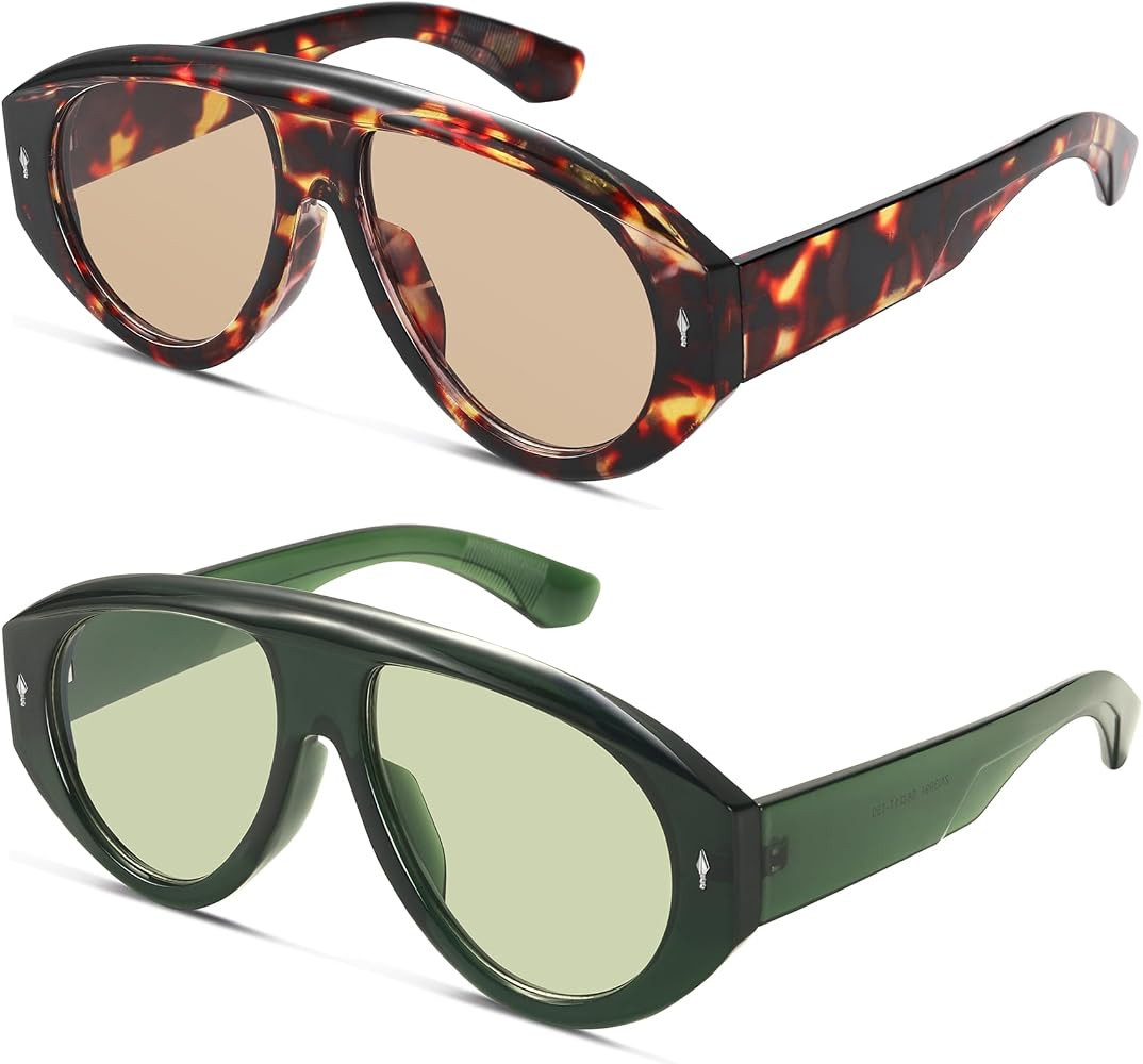 A LONG Trendy Oversized Aviator Sunglasses for Women Men Retro Vintage 70s Style Chunky Aviators ... | Amazon (US)