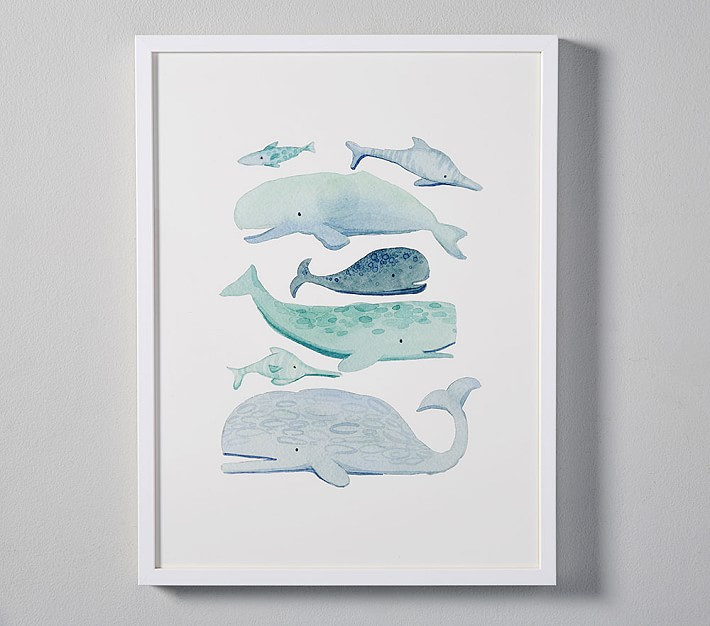 Minted® Blue Whales Wall Art by Kelsey Carlson | Pottery Barn Kids