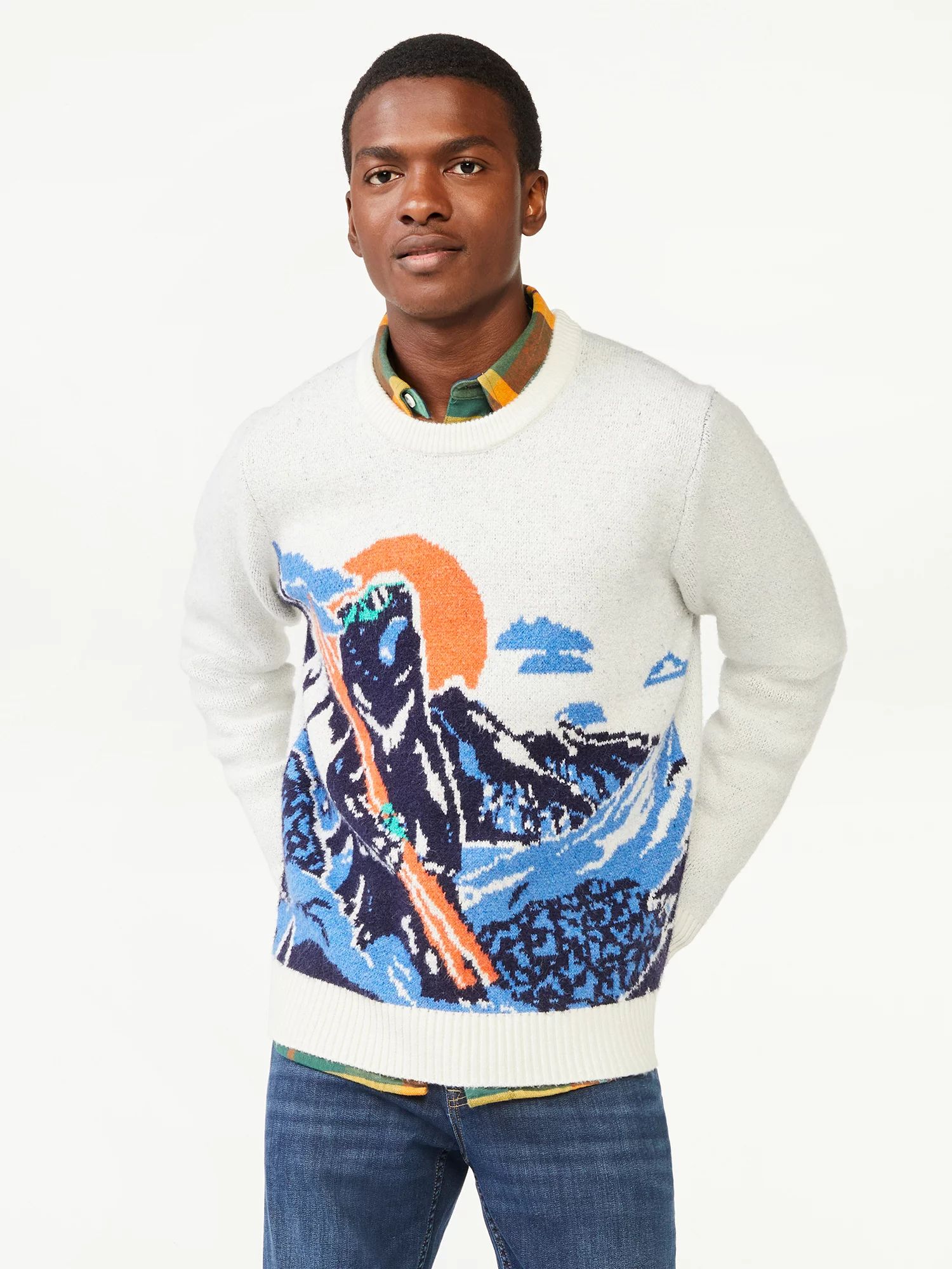 Free Assembly Men's Graphic Intarsia Sweater - Walmart.com | Walmart (US)