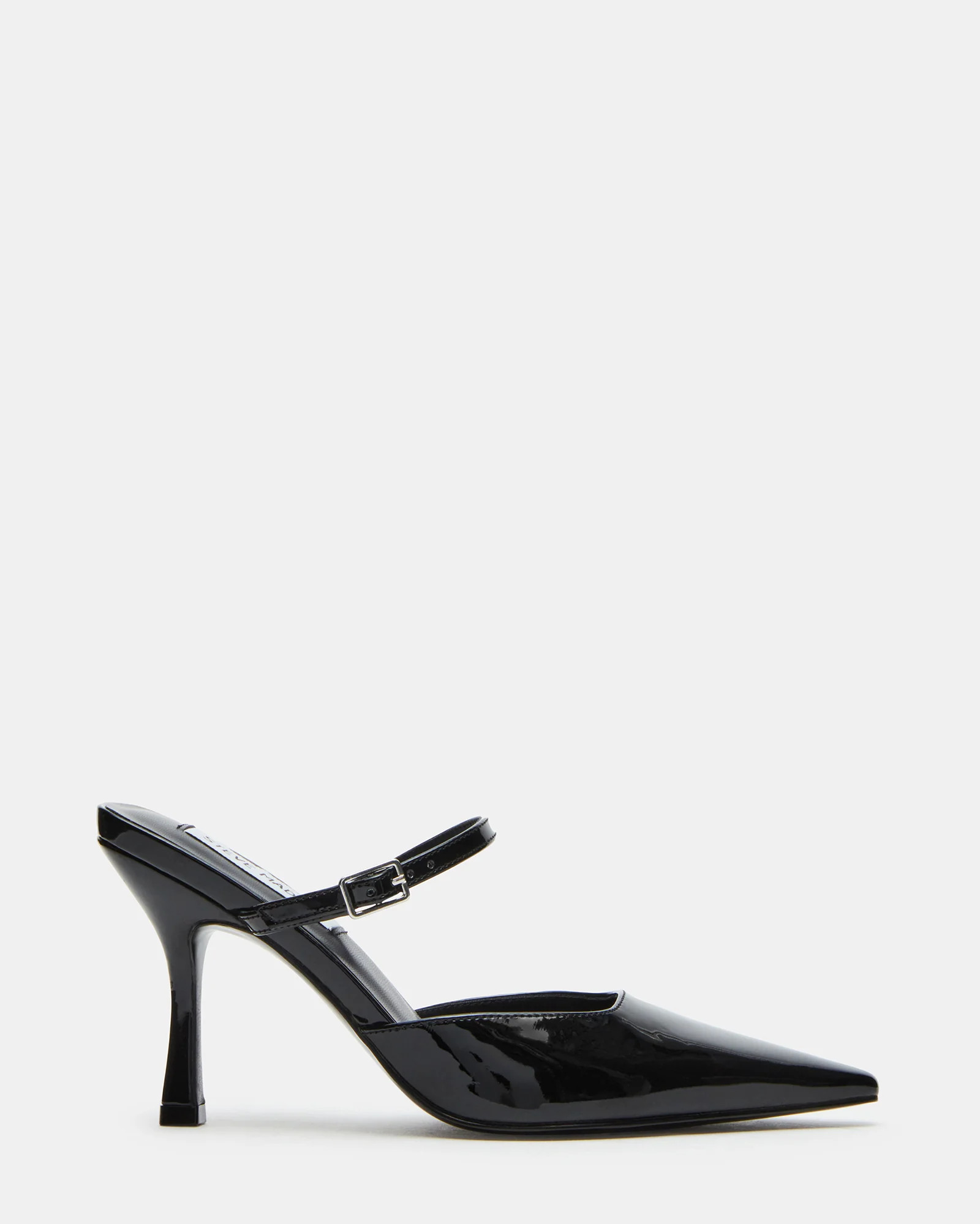 BRECKI Black Patent Pointed Toe Mule Pump | Women's Heels | Steve Madden (US)