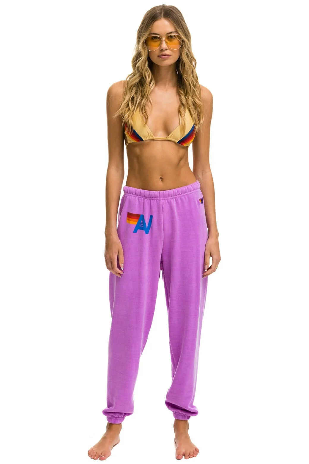 Logo Sweatpants Neon Purple | Luxury Loungewear Made in LA | Aviator Nation | Aviator Nation