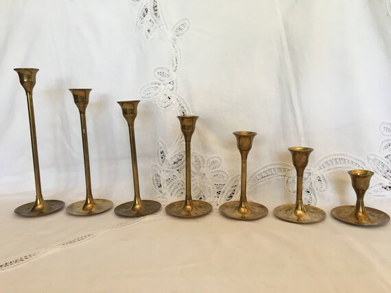 Set of 7 Vintage Brass Candlesticks-graduated Brass Tulip | Etsy | Etsy (US)