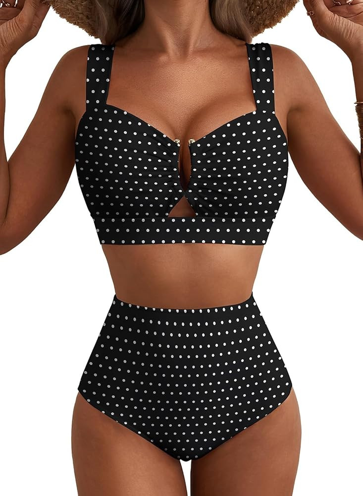 Herseas Women's 2 Piece U Wire Cutout Bikini Sets Floral Print High Waisted Swimsuit 2026 Summer ... | Amazon (US)