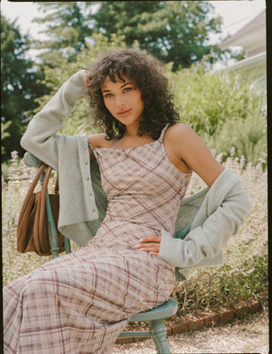Faye Plaid Mesh Twist Strap Top | South Moon Under