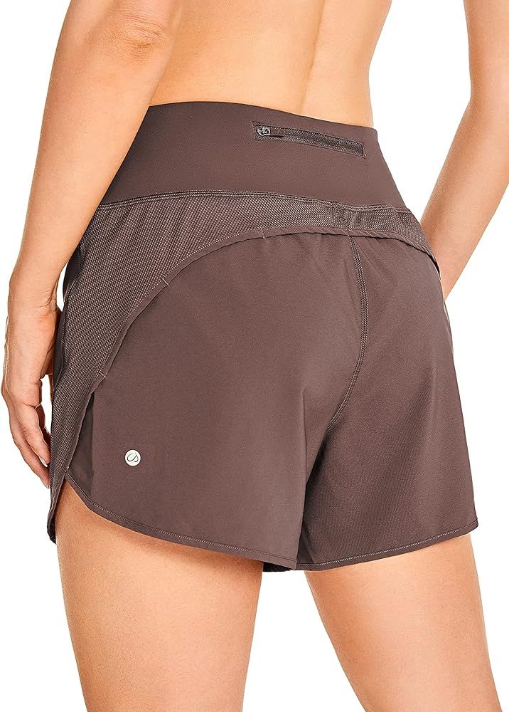 CRZ YOGA Women's Lightweight Quick-Dry Athletic Sports Running Workout Shorts with Zip Pocket - 4... | Amazon (US)