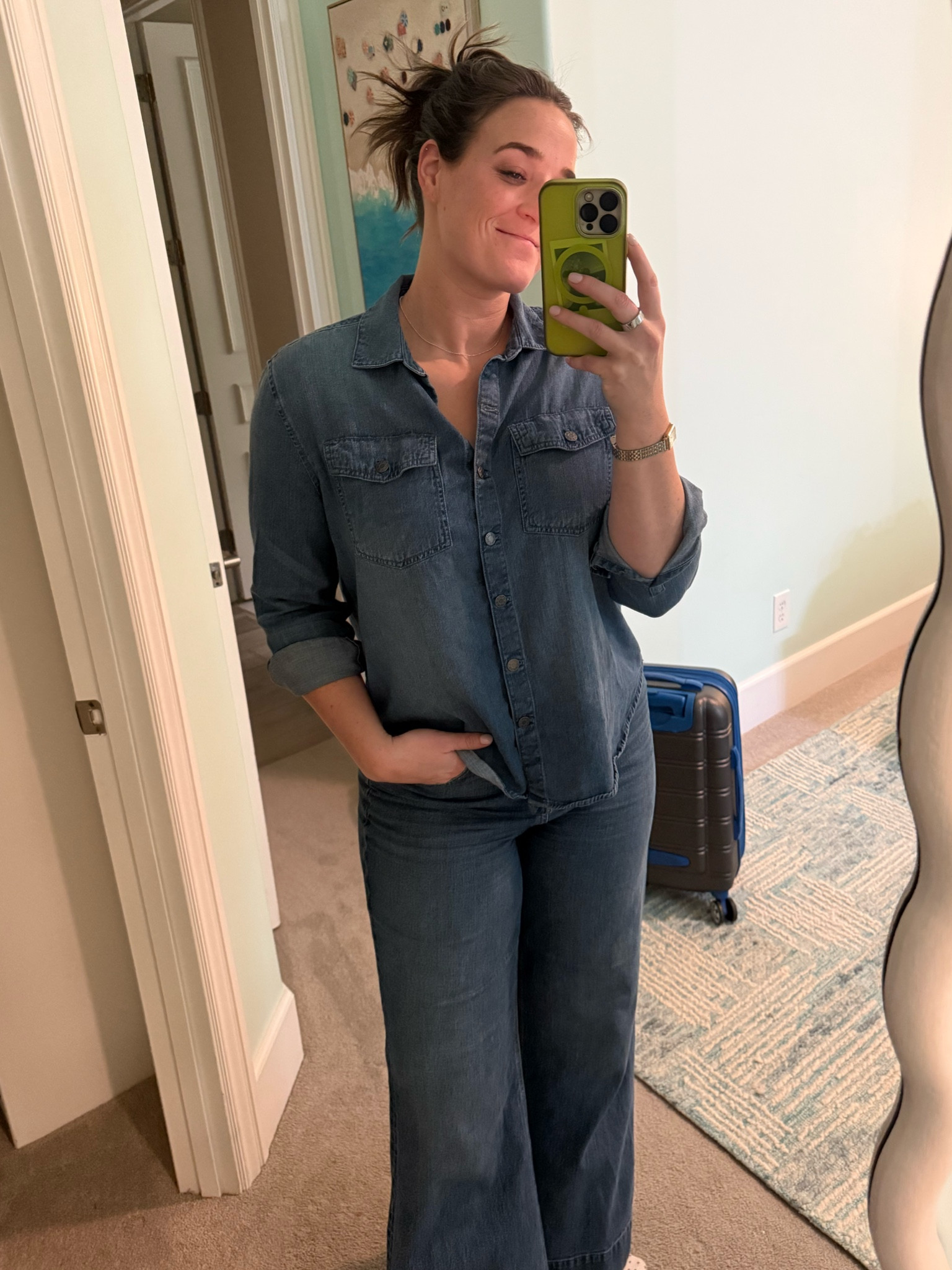 My favorite Canadian tuxedo!! I am LIVING for denim on denim right now!! This shirt is from Lola River and I found it at Marshall’s but I’ve linked an almost identical one! The pants are JCrew and are TTS!!