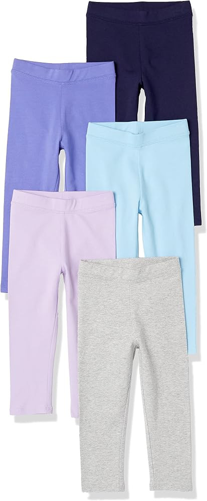 Amazon Essentials Girls' Cotton Stretch Leggings, Multipacks | Amazon (US)