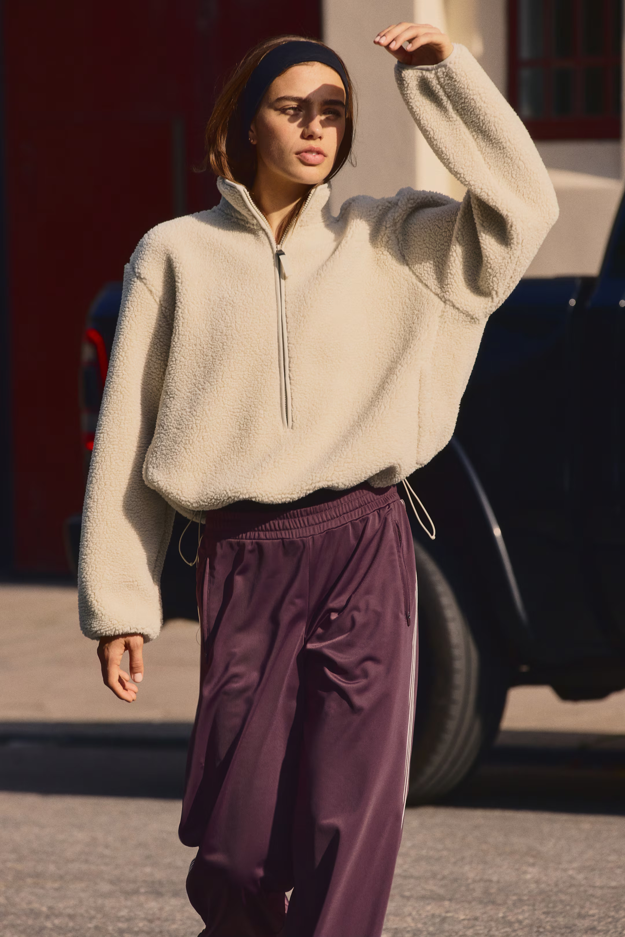 Beige Teddy Fleece Sports Top | H&M (US + CA)