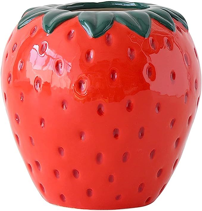 Strawberry Decor Kawaii Ceramic Decorative Vase for Danish Pastel Room Trendy Unique Home Kitchen... | Amazon (US)