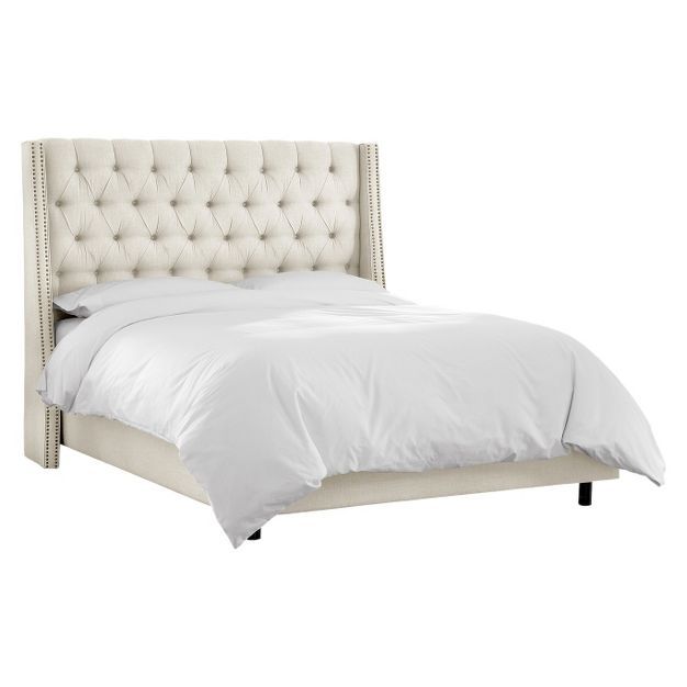 Arlette Nail Button Tufted Wingback Bed in Linen - Skyline Furniture | Target