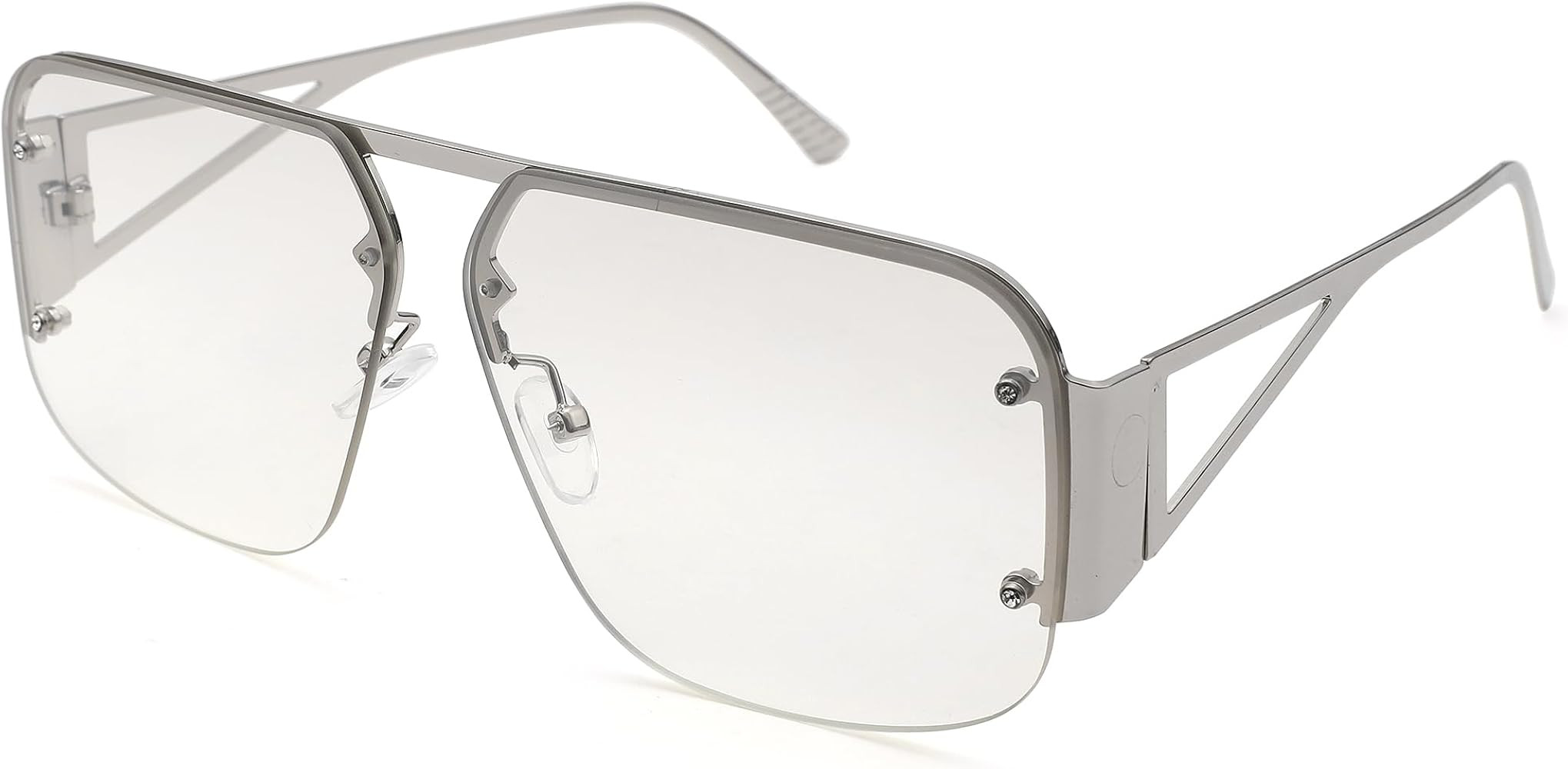 Trendy Aviator Sunglasses for Women Men Retro Metal Rimless Frame Shades Lentes De Sol Para Mujer | Amazon (US)