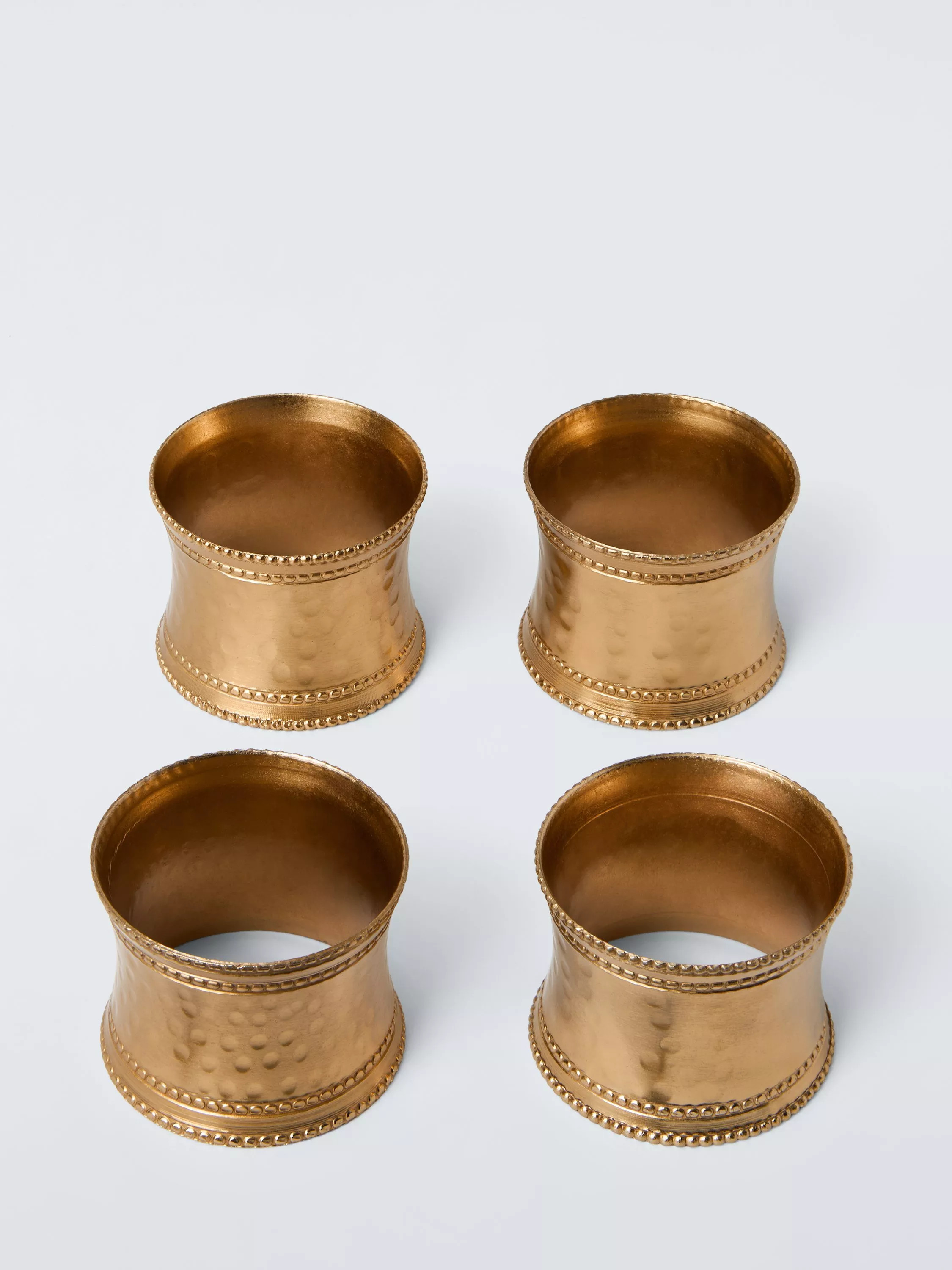 John Lewis Hammered Steel Napkin Rings, Set of 4, Gold | John Lewis (UK)